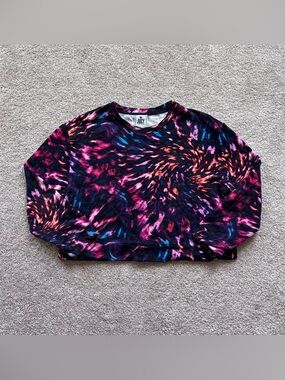 Juicy by Juicy Couture 1X Cropped Sweatshirt Spiral Tie Dye Galaxy Crown Cotton